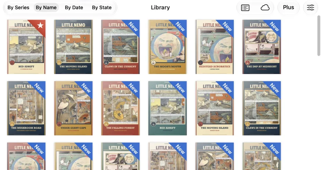 ComicReader library grid on Mac